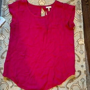 Joie pink silk short sleeve blouse size small